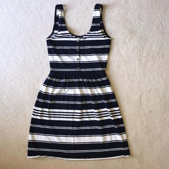 J.Crew navy and white stripe knit scoop neck dress - Picture 2 of 6